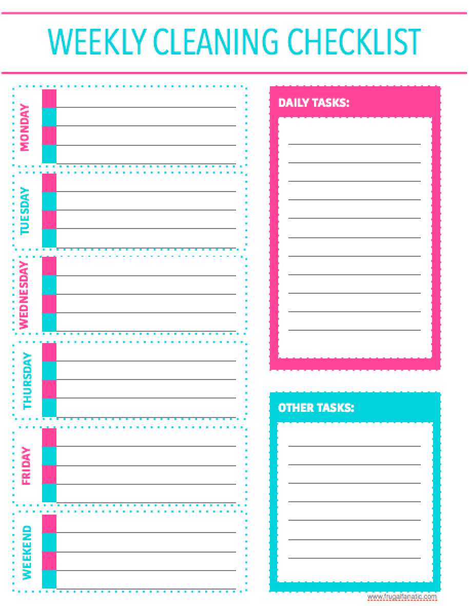 Free Printable Checklist | Room Surf In Blank Cleaning Schedule Template