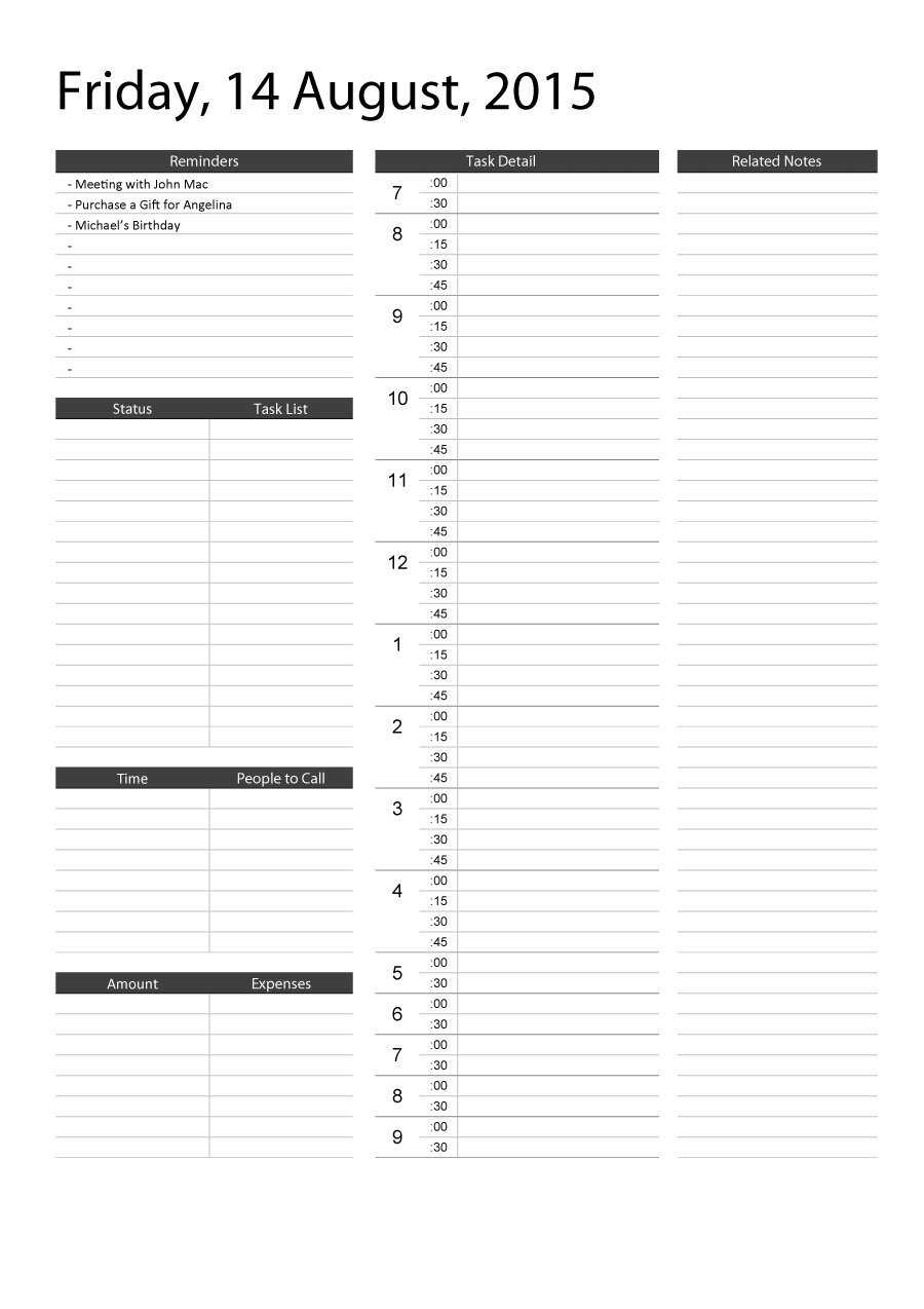 Free Printable Daily Schedule - Dalep.midnightpig.co Intended For Printable Blank Daily Schedule Template