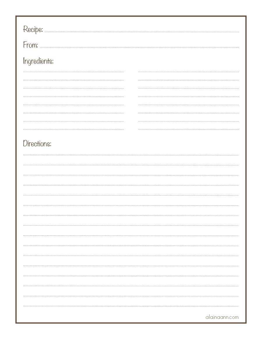 Free Printable Recipe Pages – Dalep.midnightpig.co In Full Page Recipe Template For Word