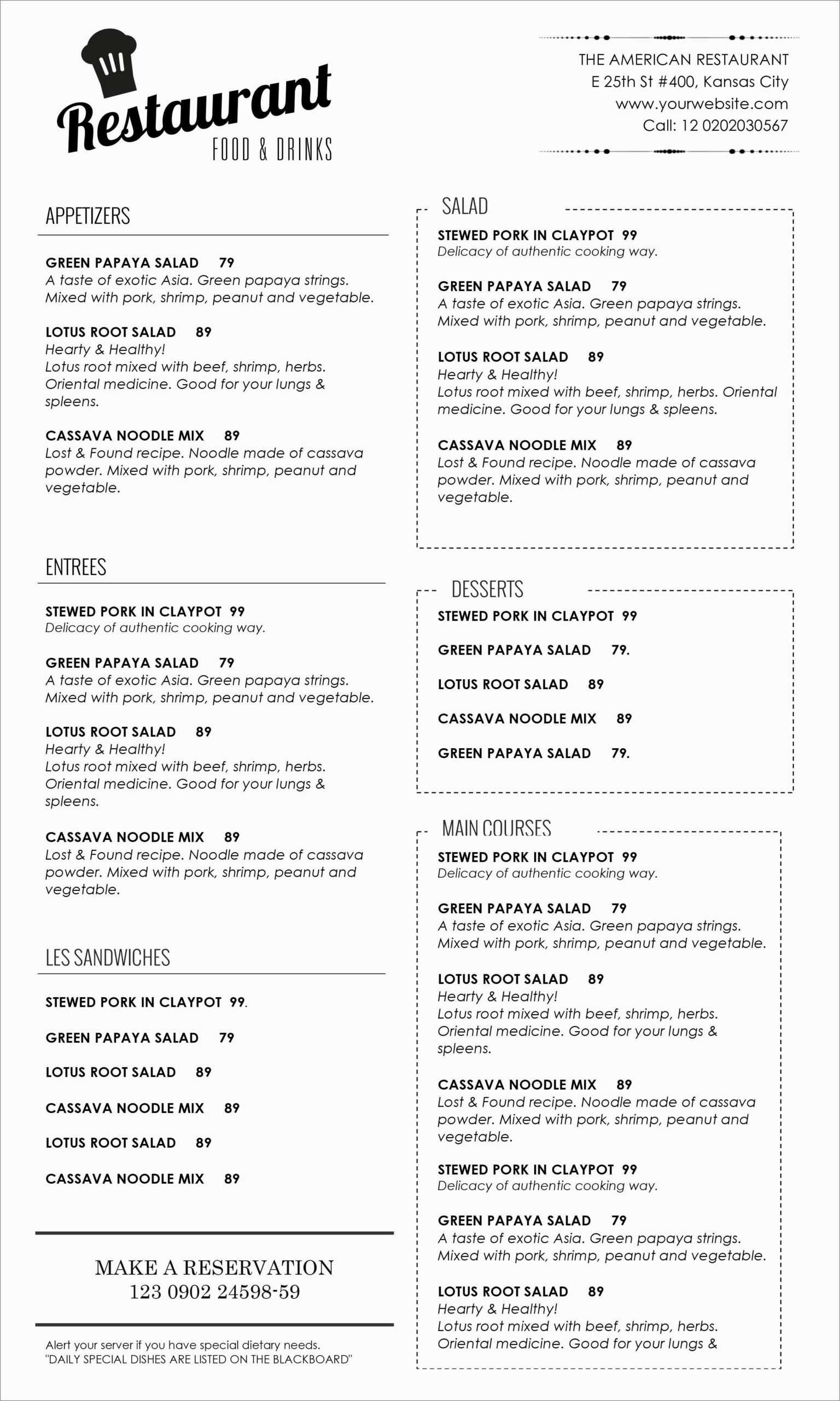 Free Printable Restaurant Menus – Dalep.midnightpig.co With Regard To Free Cafe Menu Templates For Word