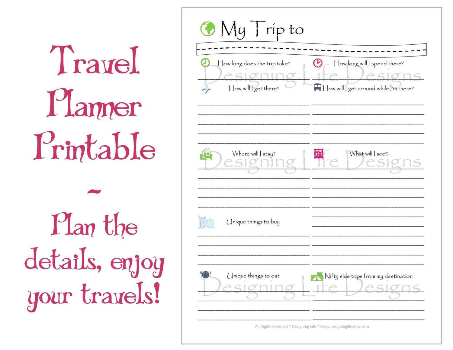 Free Printable Vacation Planner Template – Dalep.midnightpig.co Intended For Blank Trip Itinerary Template