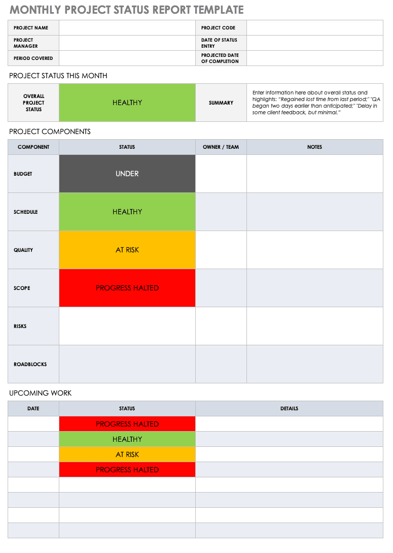 Free Project Report Templates | Smartsheet For Daily Status Report Template Software Development