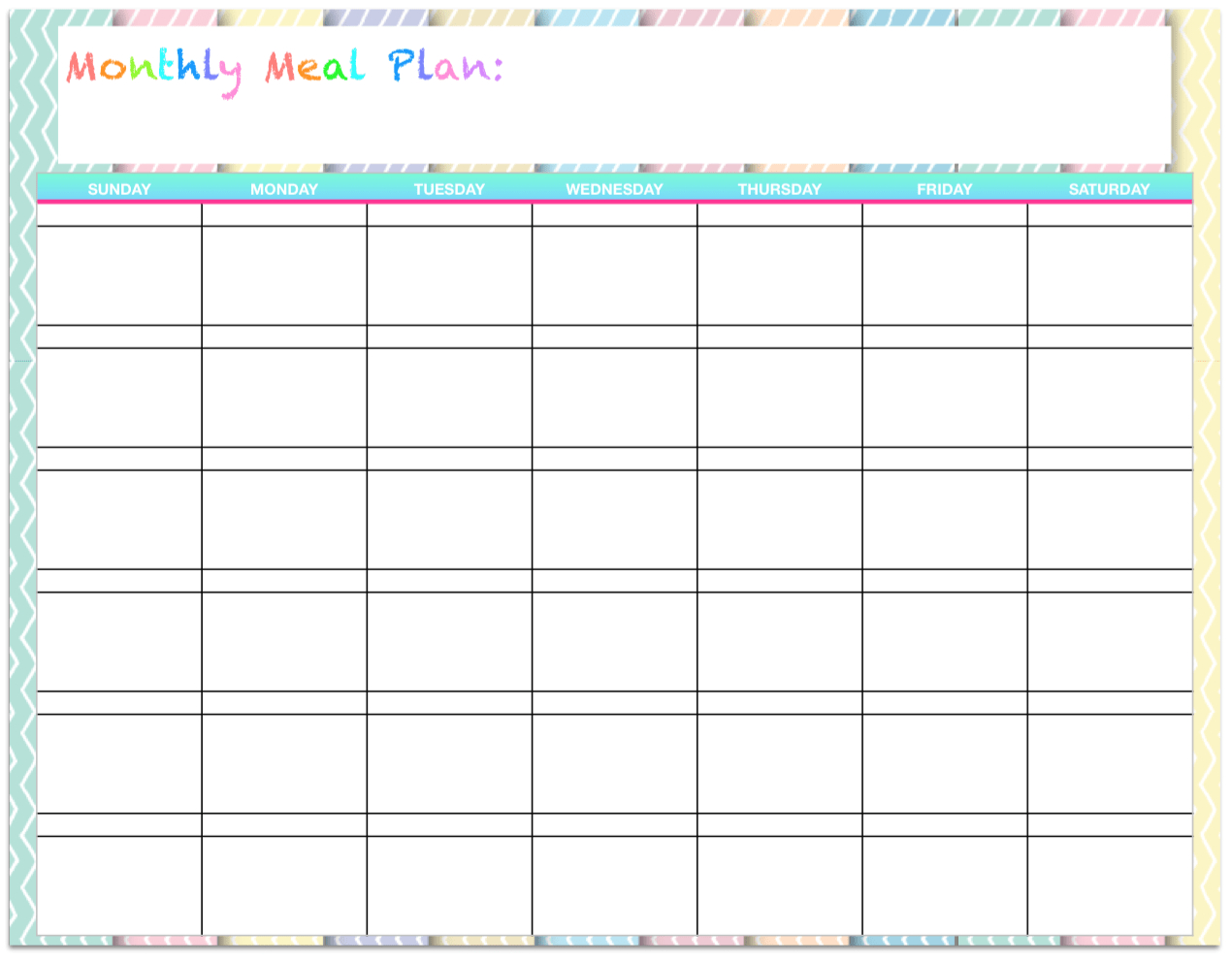 Free Templates: Monthly Menu Planners ~ The Housewife Modern In Blank Meal Plan Template