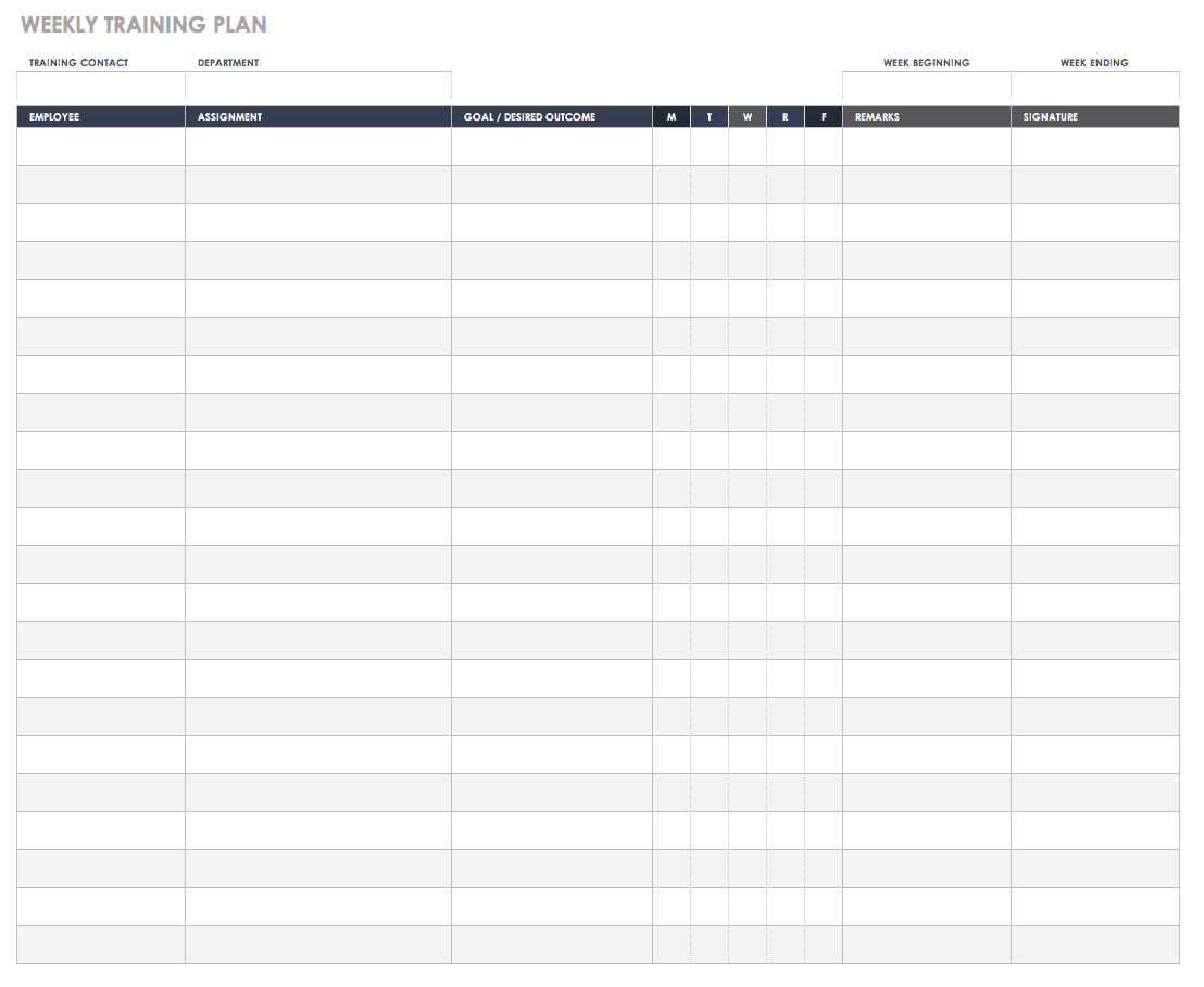 Free Training Plan Templates For Business Use | Smartsheet With Regard To Blank Scheme Of Work Template