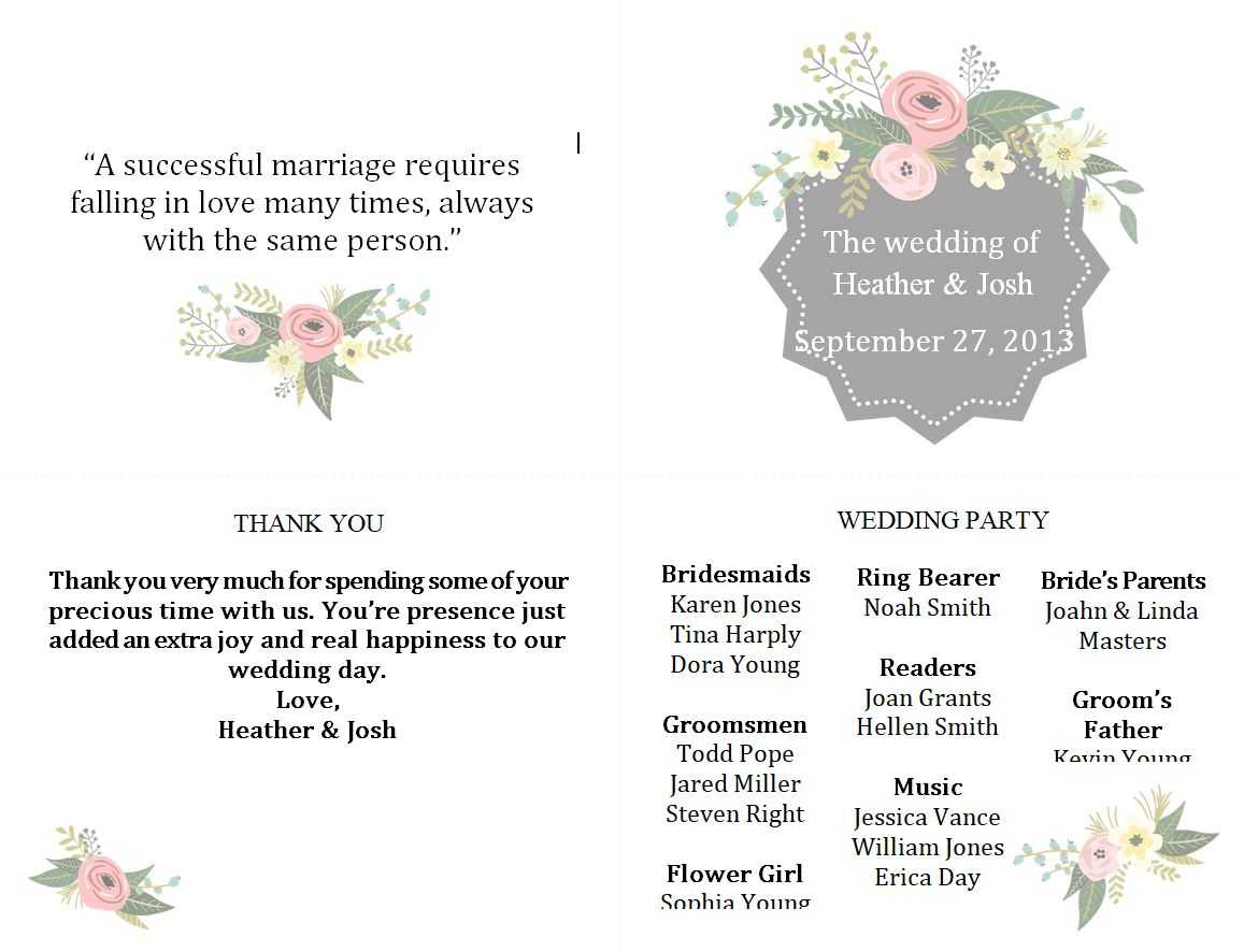Free Wedding Program Templates – Dalep.midnightpig.co Regarding Free Printable Wedding Program Templates Word