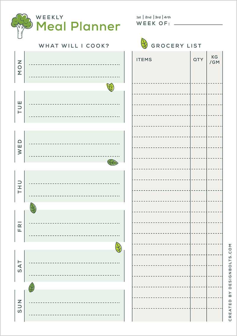 Free Weekly Meal Planner Template In Ai & Pdf | Designbolts Within Weekly Meal Planner Template Word