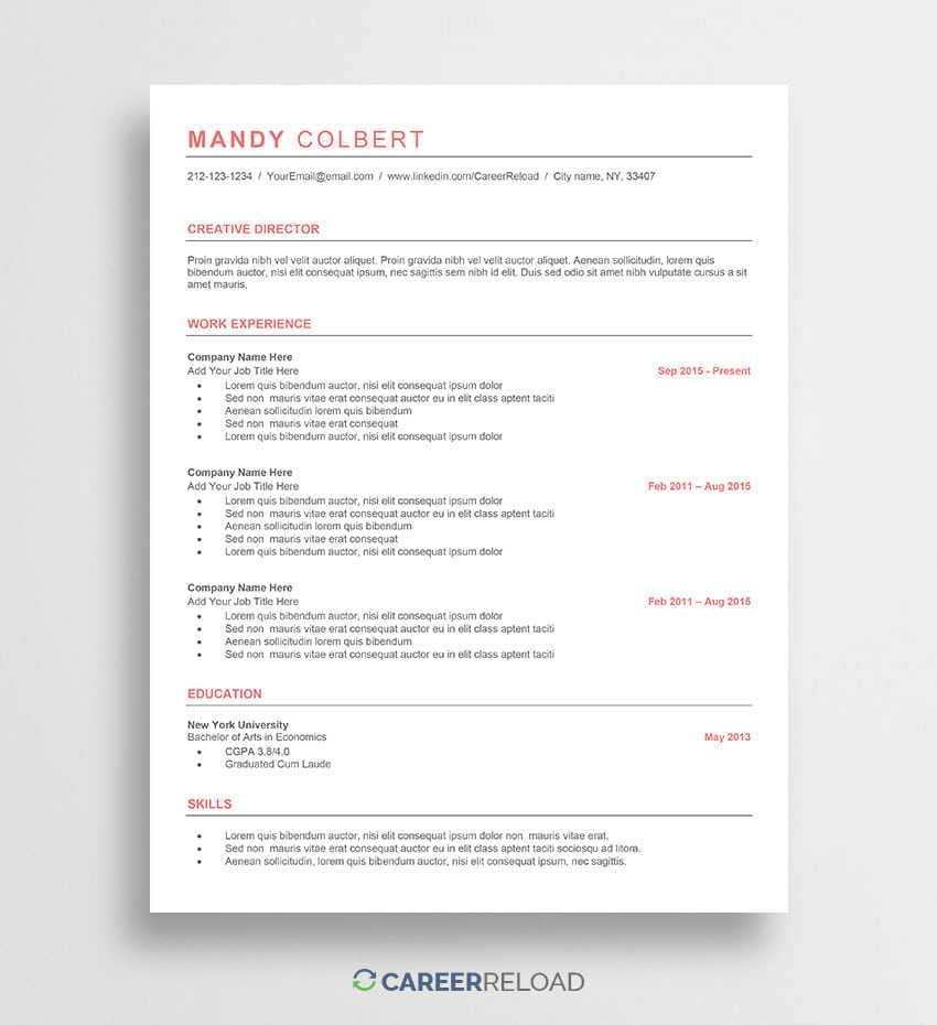 Free Word Resume Templates – Free Microsoft Word Cv Templates Regarding How To Get A Resume Template On Word