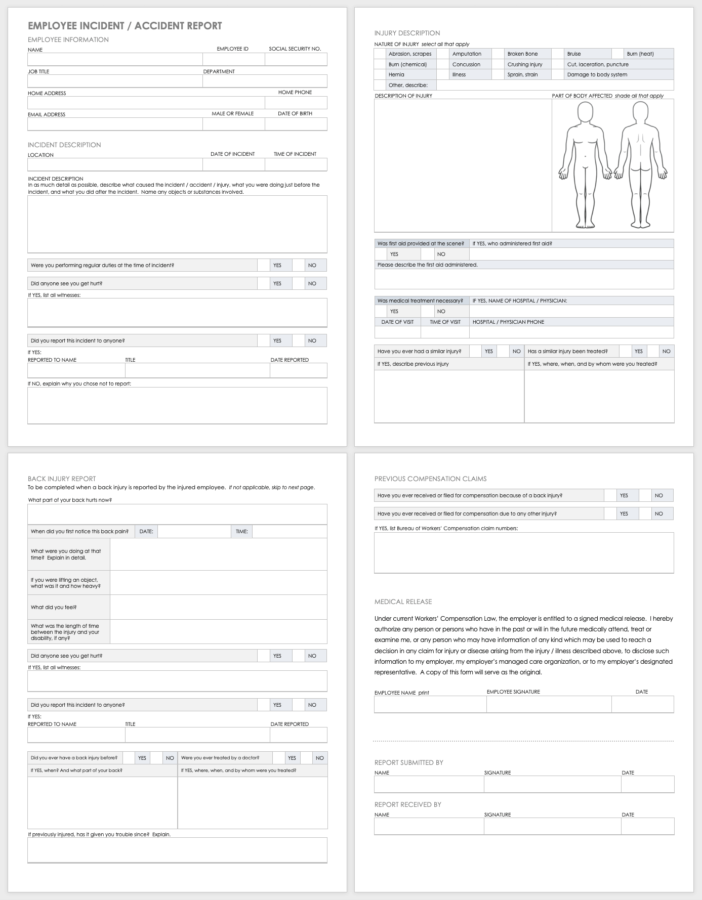 Free Workplace Accident Report Templates | Smartsheet Throughout First Aid Incident Report Form Template