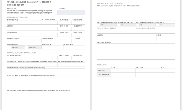 Free Workplace Accident Report Templates | Smartsheet throughout Injury Report Form Template