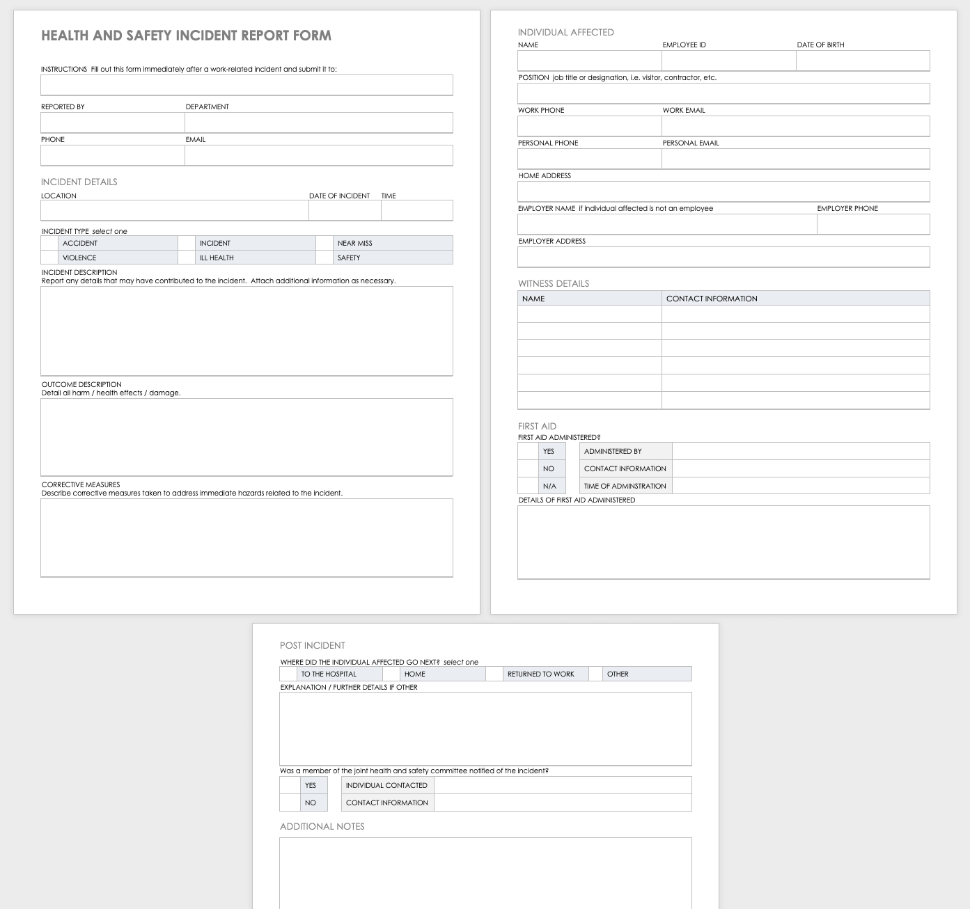 Free Workplace Accident Report Templates | Smartsheet With Incident Hazard Report Form Template