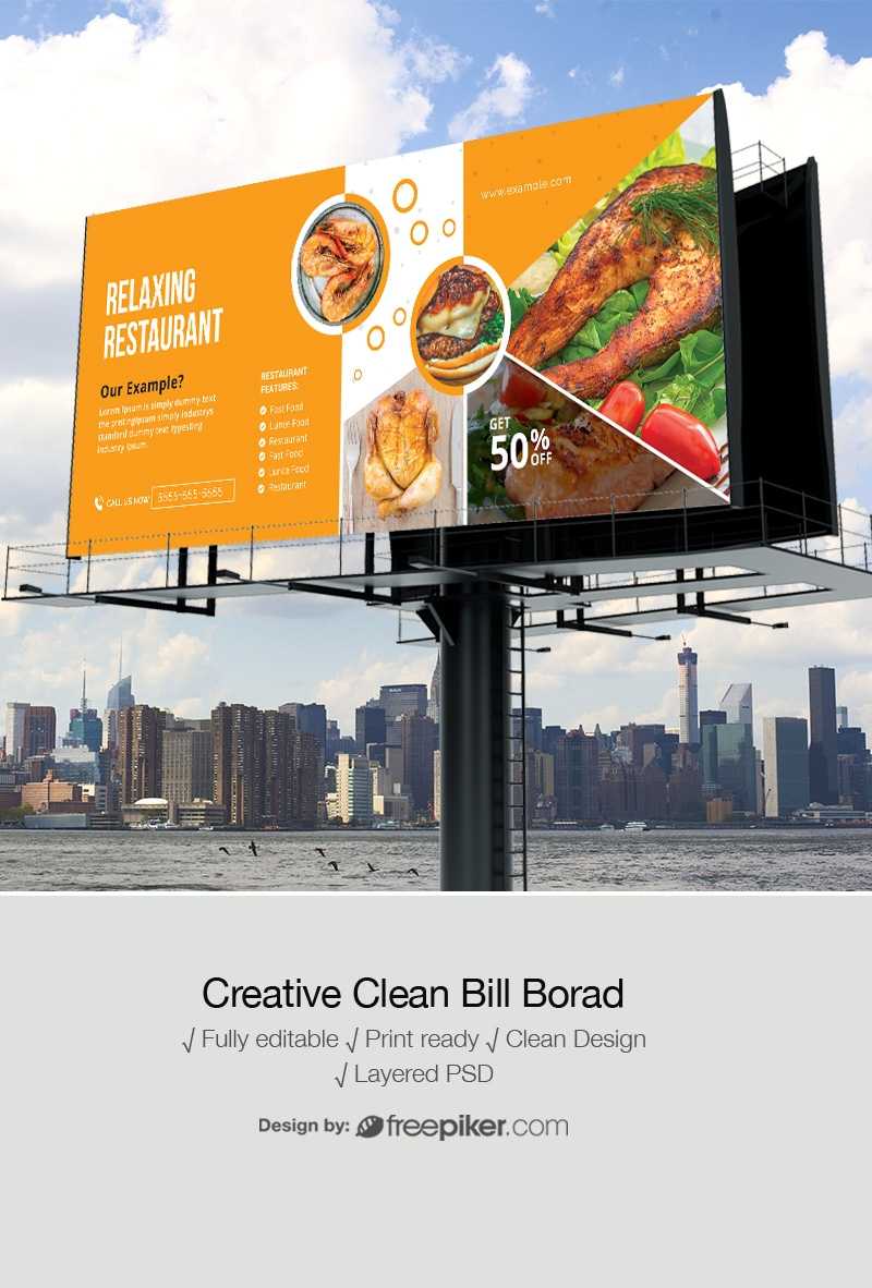 Freepiker | Food & Restaurant Billboard Outdoor Banner With Outdoor Banner Template