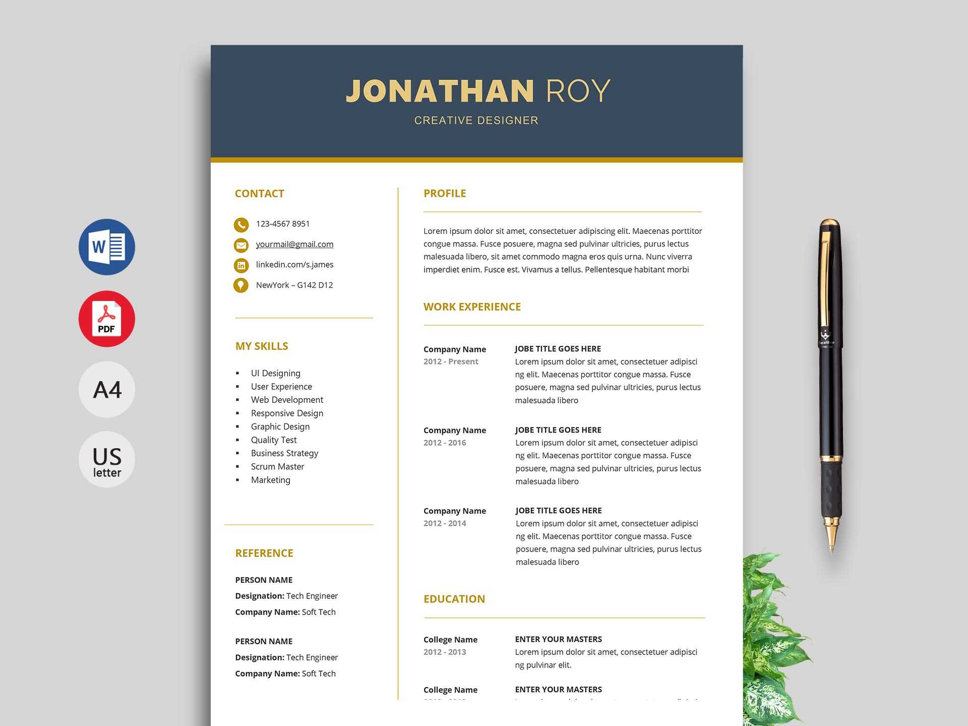 Gain Professional Resume Template – Resumekraft In How To Get A Resume Template On Word