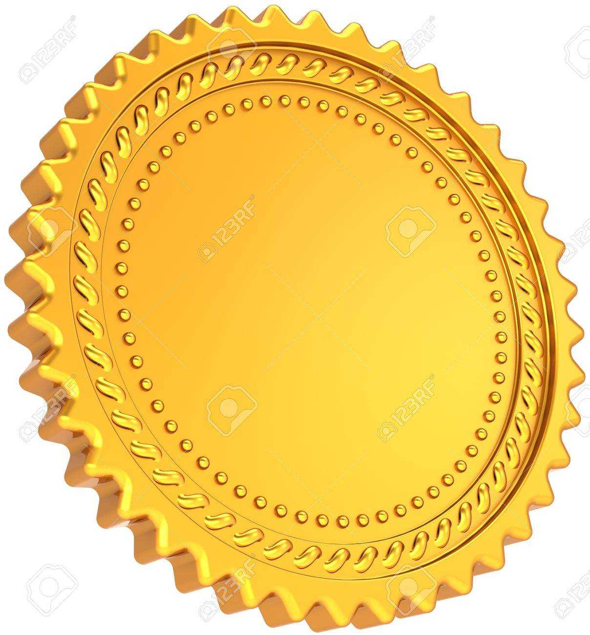 Golden Seal Award Medal Blank. Shiny Luxury Champion Badge Bonus.. Inside Blank Seal Template
