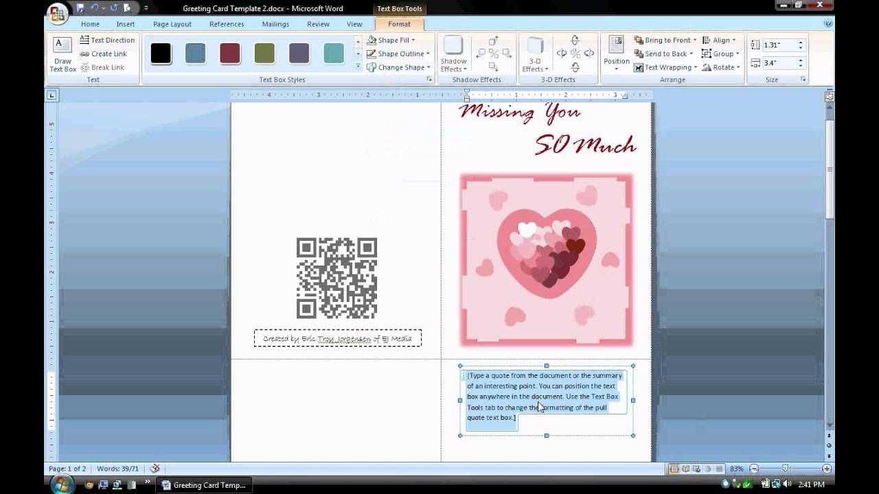 Greeting Card In Word – Dalep.midnightpig.co Pertaining To Free Blank Greeting Card Templates For Word