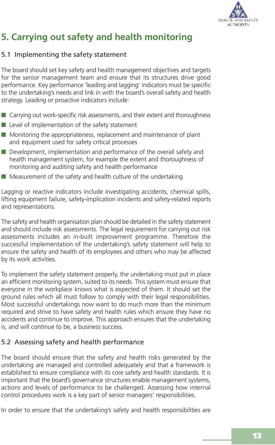 Guidance For Directors And Senior Managers On Their Regarding Health And Safety Board Report Template