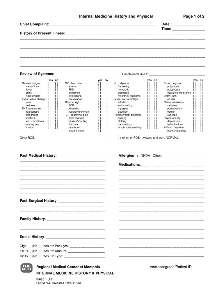 H P Template – Fill Out And Sign Printable Pdf Template | Signnow Regarding History And Physical Template Word