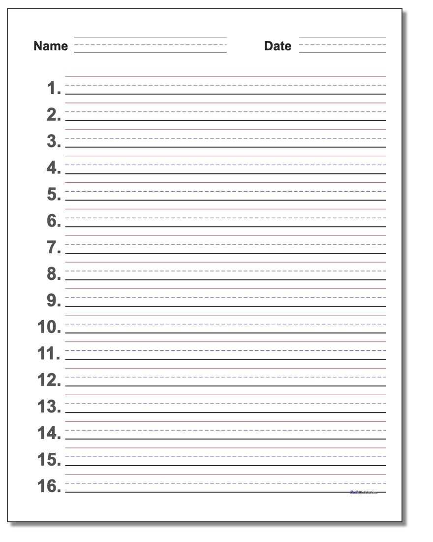 Handwriting Paper With Blank Four Square Writing Template