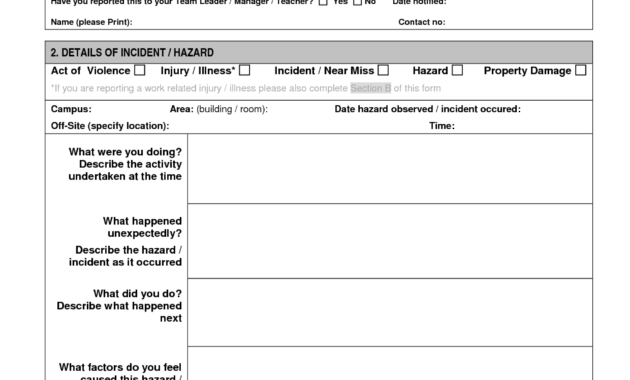 Hazard Incident Report Form Template - Business Template Ideas with Hazard Incident Report Form Template