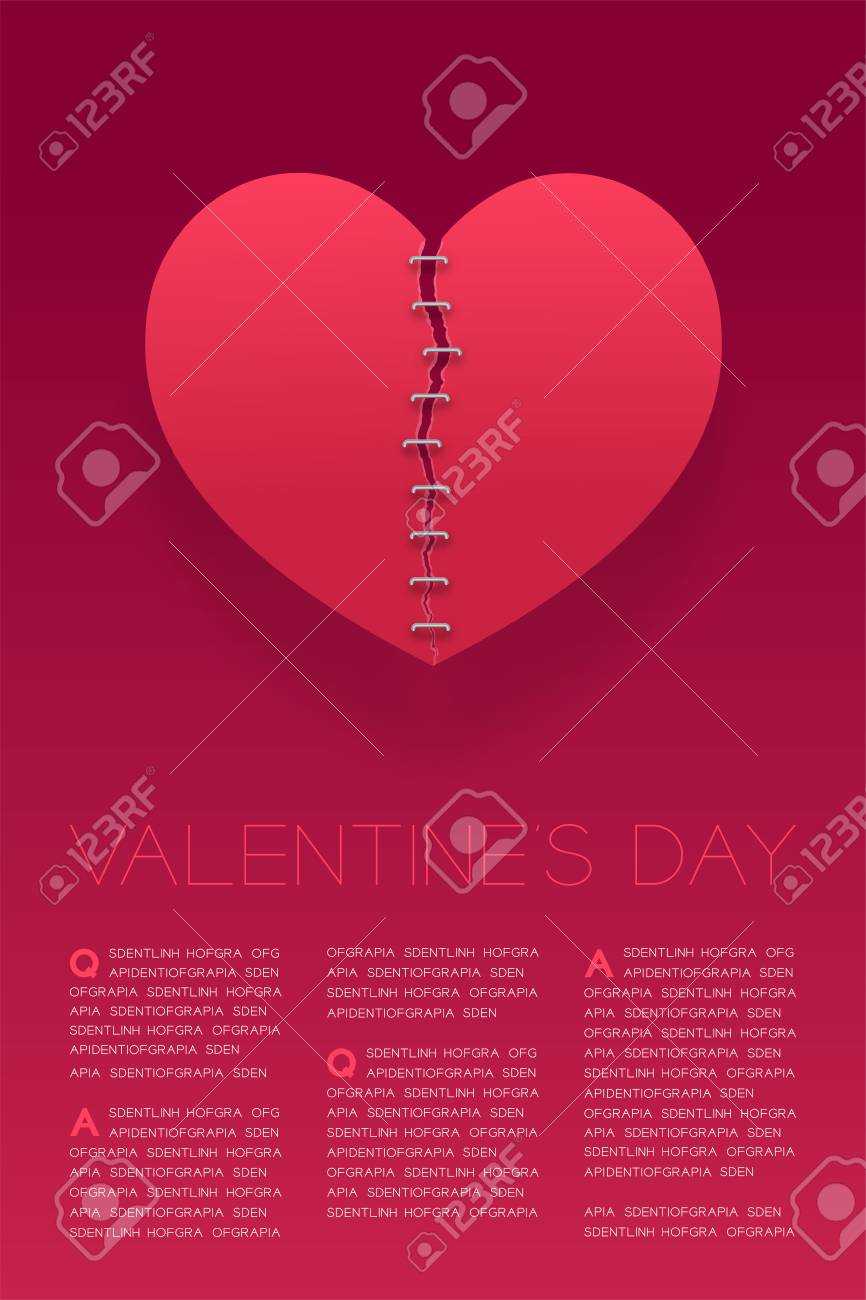 Heart Paper Tear Repairstaples, Valentine's Day Concept Layout.. With Staples Banner Template
