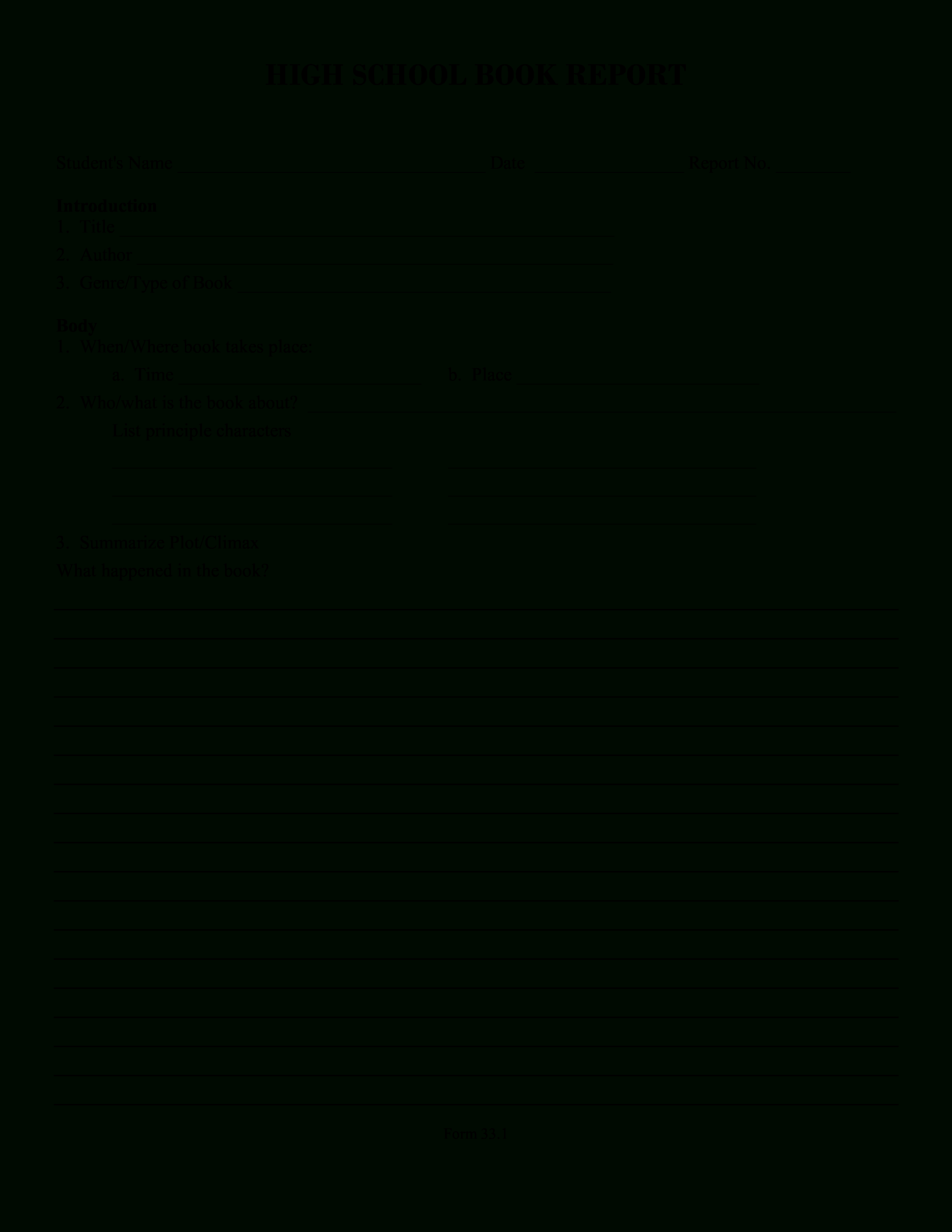 High School Book Report Template – Dalep.midnightpig.co Throughout Nonfiction Book Report Template