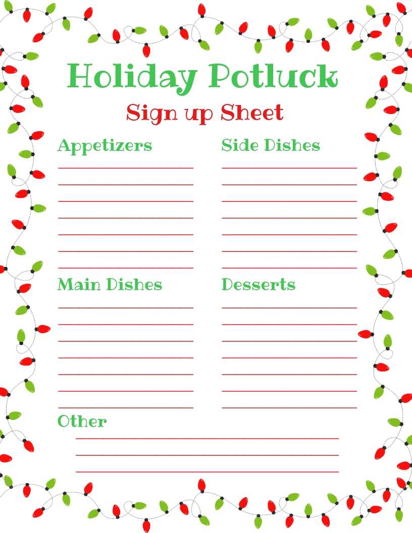 Holiday Party Sign Up Sheet – Dalep.midnightpig.co Within Potluck Signup Sheet Template Word