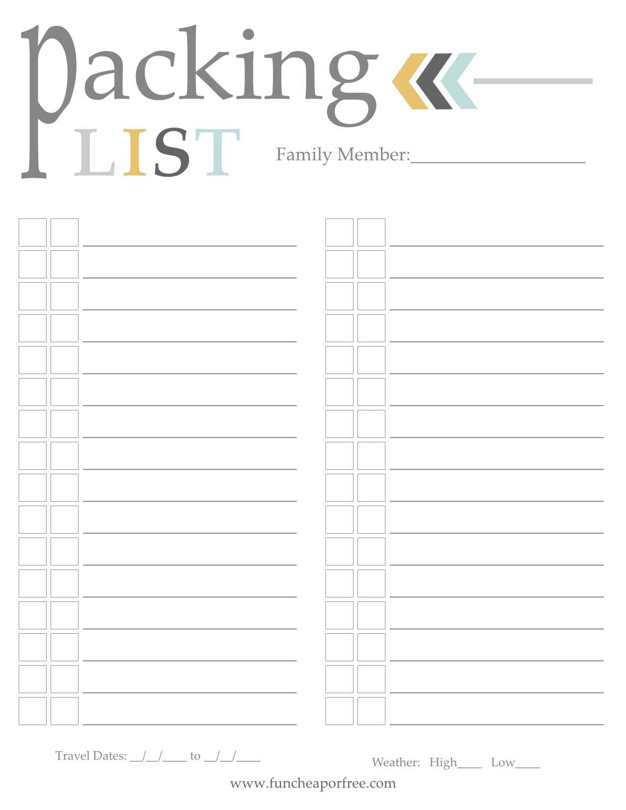 Holiday Travel Prep Made Easy + Free Packing Printables Inside Blank Packing List Template