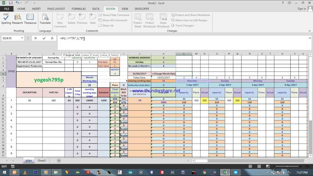 How Create Capacitive Production Planning Excel Sheet( Redimade Format  Available With Monthly Productivity Report Template