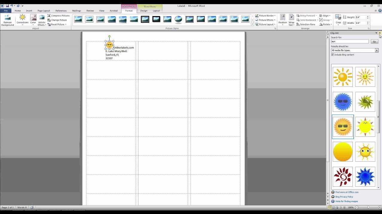 How To Add Images And Text To Label Templates In Microsoft Word In 8 Labels Per Sheet Template Word