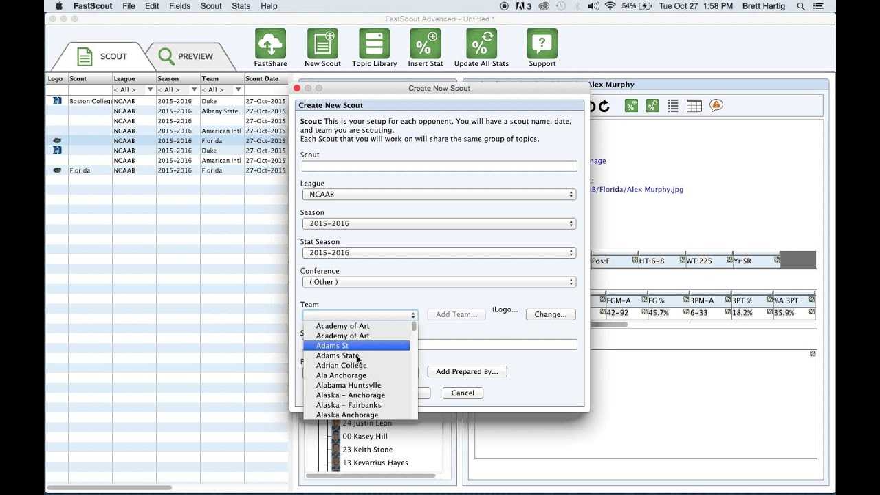 How To Create A Scouting Report For A Non D1 Team In Fastscout Advanced For Scouting Report Basketball Template