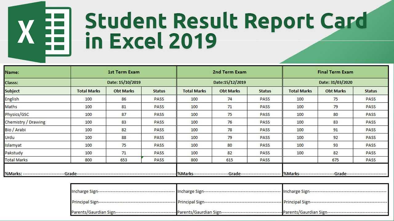 How To Create Student Result Report Card In Excel 2019 For Report Card Format Template
