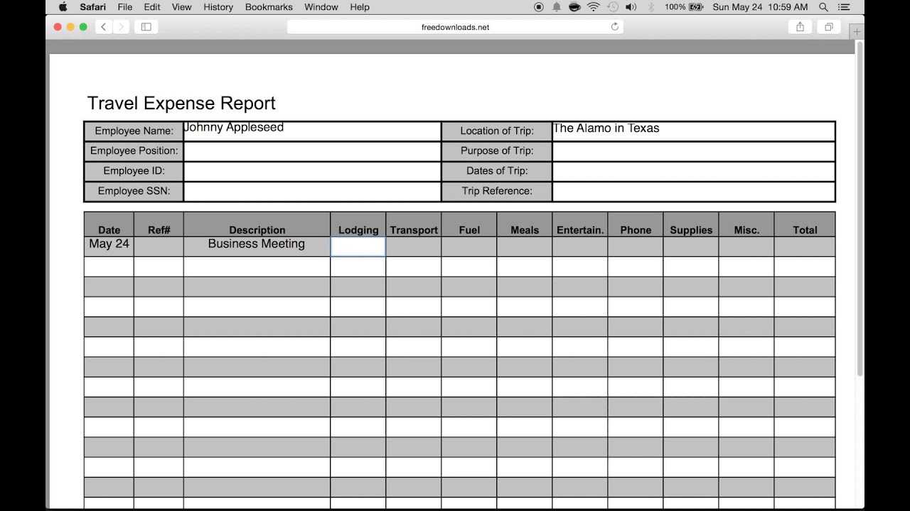 How To Fill In A Free Travel Expense Report | Pdf | Excel Regarding Per Diem Expense Report Template