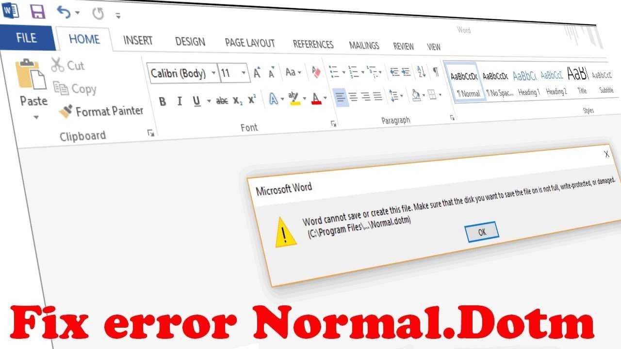How To Fix Word Error Normal.dot "word Cannot Save Or Create This File" For Word Cannot Open This Document Template