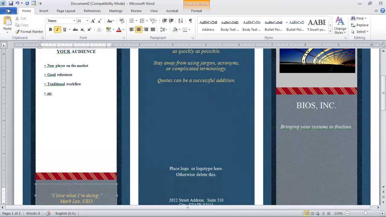 How To Make A Trifold Brochure In Word 2010 – Dalep With Free Brochure Templates For Word 2010