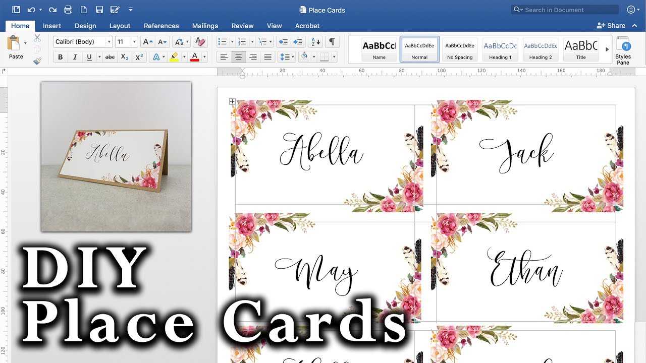 How To Make Diy Place Cards With Mail Merge In Ms Word And Adobe Illustrator Regarding Wedding Place Card Template Free Word