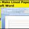 How To Make Lined Paper With Microsoft Word Within Notebook Paper Template For Word 2010