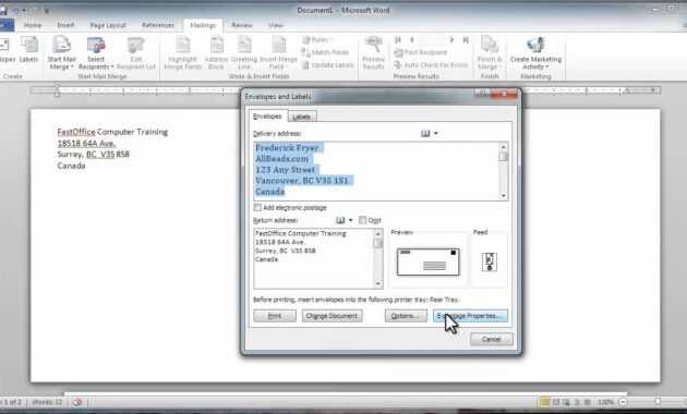 How To Print Envelopes In Word - Dalep.midnightpig.co within Word 2013 Envelope Template