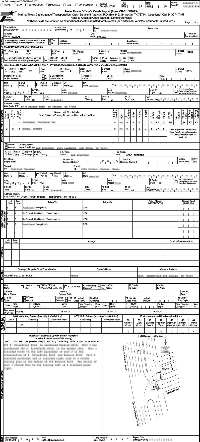 How To Request A Copy Of Your Car Accident Report In Dallas, Tx Throughout Vehicle Accident Report Template