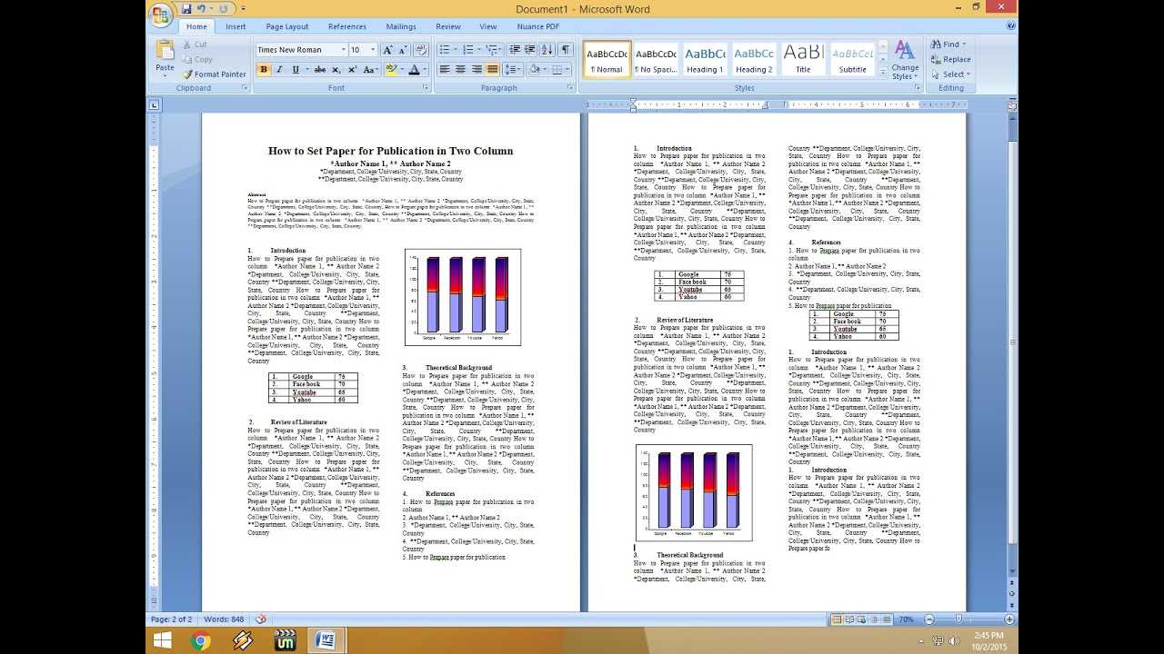 How To Set Two Column Paper For Publication In Scientific Paper Template Word 2010