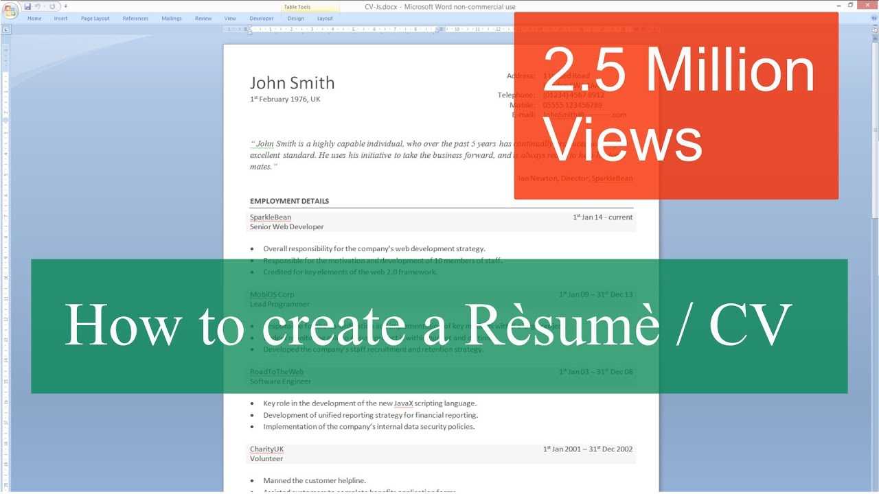 How To Write A Resume / Cv With Microsoft Word Regarding How To Make A Cv Template On Microsoft Word