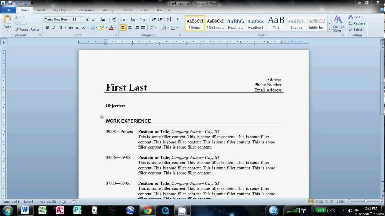 How To Write A Resume In Ms Word 2007 – 28 Images – Resume In Resume Templates Word 2007