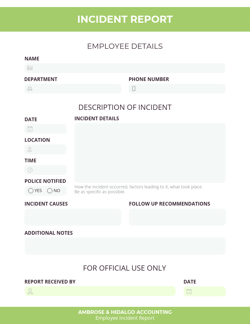 How To Write An Effective Incident Report [Templates] – Venngage Pertaining To Office Incident Report Template