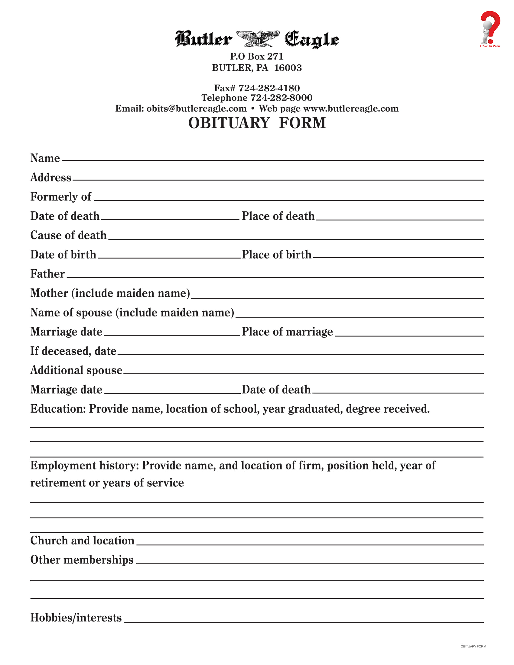 How To Write An Obituary Template In Simple Steps | How To Wiki Within Fill In The Blank Obituary Template