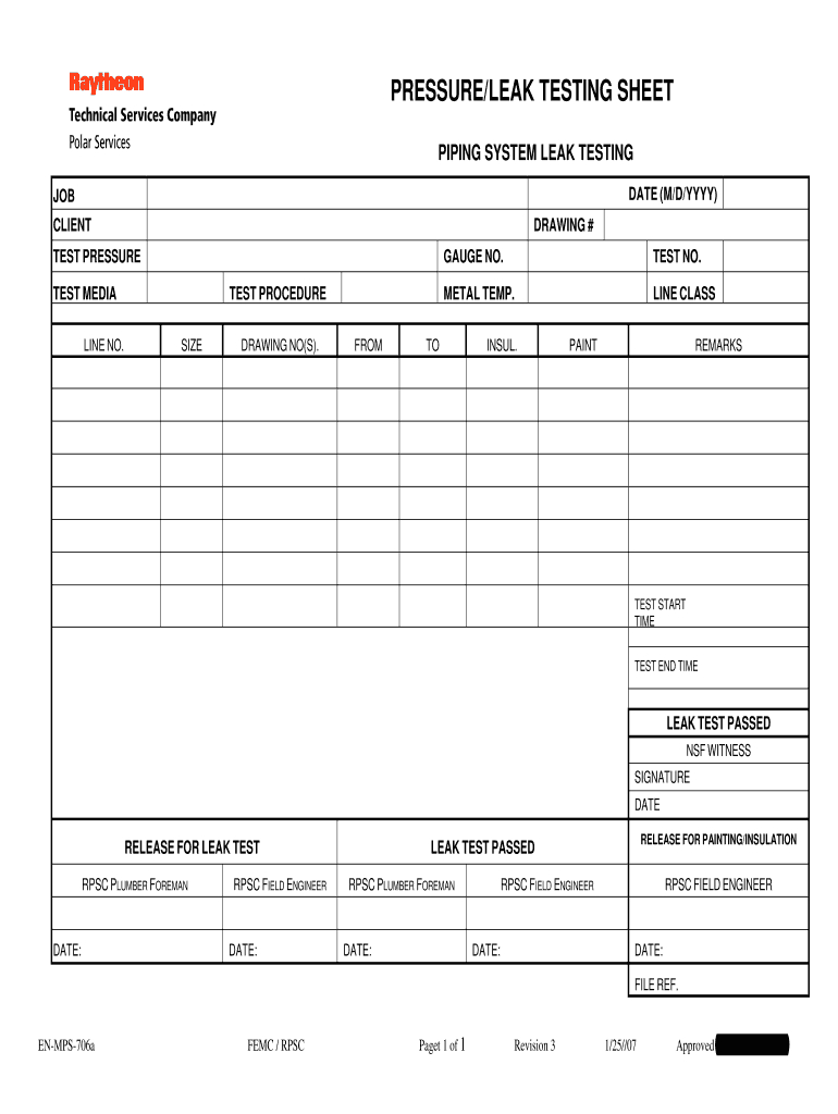 Hydro Test Form - Fill Online, Printable, Fillable, Blank Regarding Hydrostatic Pressure Test Report Template