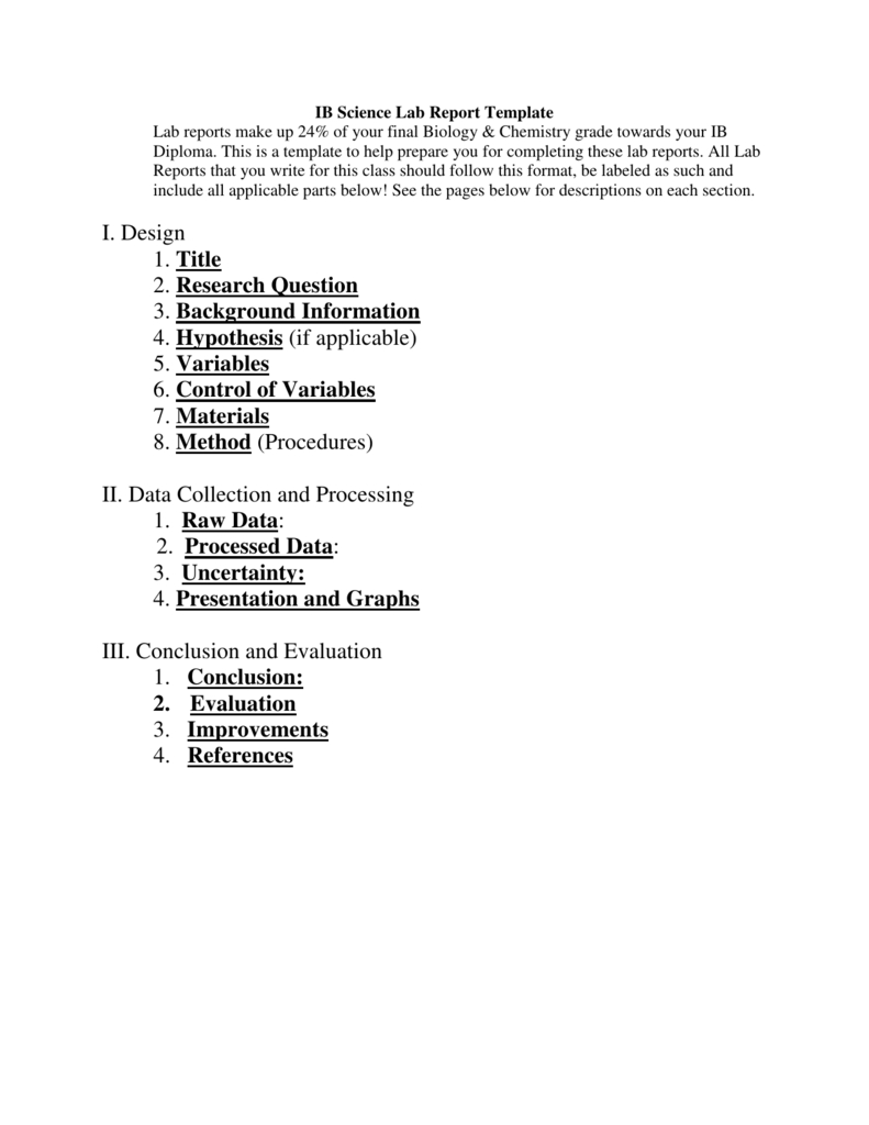 Ib Biology Lab Report Template Pertaining To Biology Lab Report Template