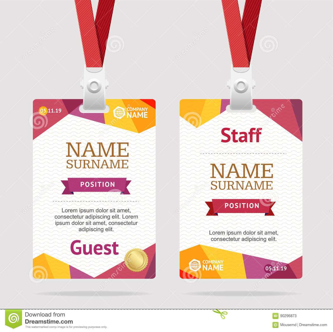 Id Card Template Plastic Badge. Vector Stock Vector Within Id Badge Template Word