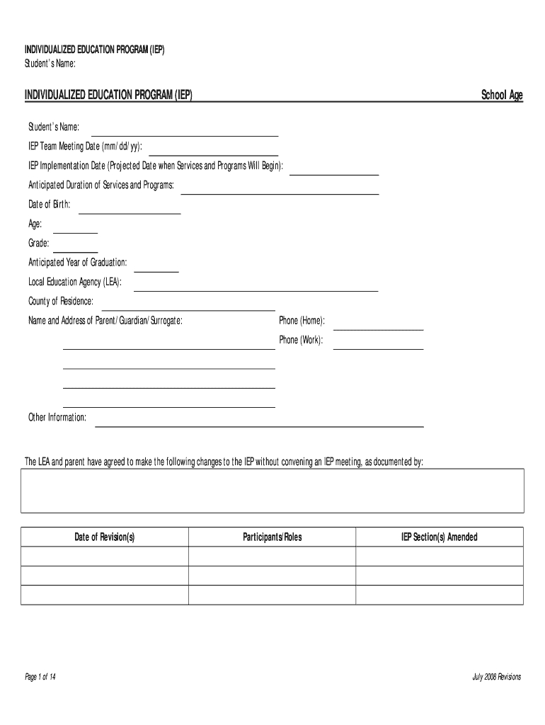 Iep Template - Fill Online, Printable, Fillable, Blank Intended For Blank Iep Template