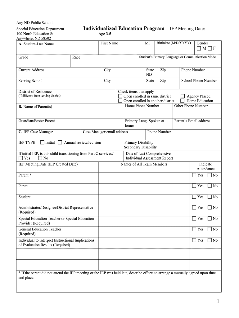 Iep Templates – Fill Online, Printable, Fillable, Blank Throughout Blank Iep Template