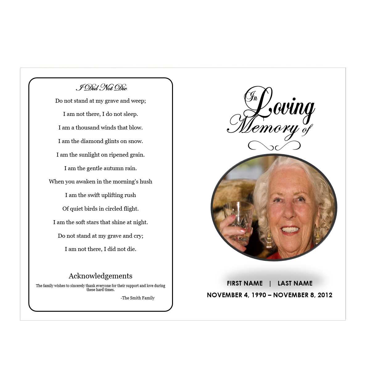 In Loving Memory Inside Free Obituary Template For Microsoft Word