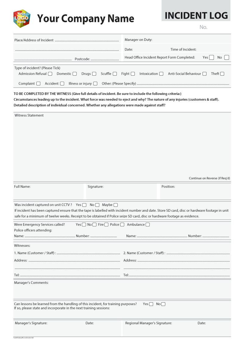 Incident Report Book Template - Dalep.midnightpig.co For Incident Report Book Template