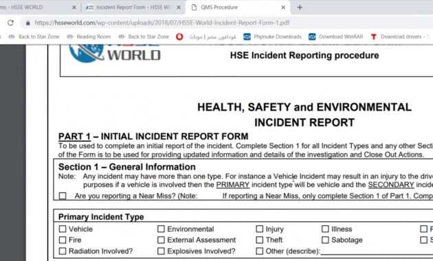 Incident Report Form - Hsse World for Health And Safety Incident Report Form Template